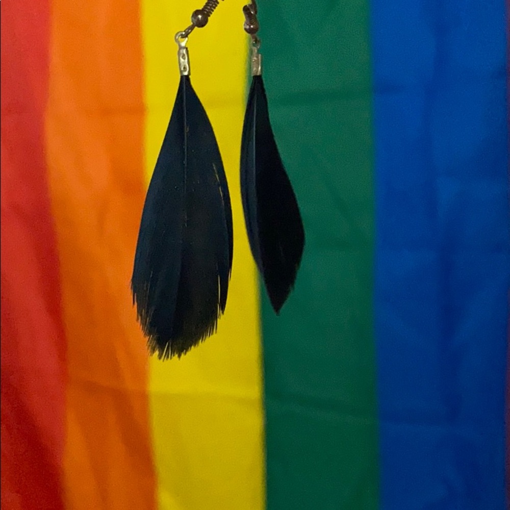 black feather earrings